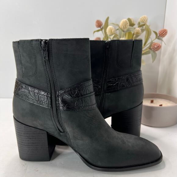 Vionic Carnelia Ankle Boots Square Toe Water Repellant Shoes Black Women 10 - Picture 7 of 10